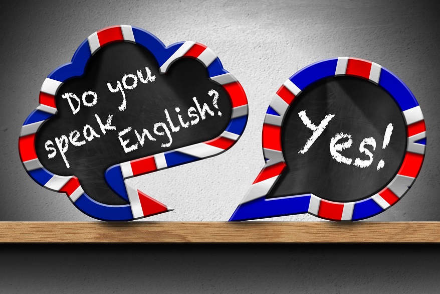 Do You Speak English? と聞かれてYesと答えるイメージ図 